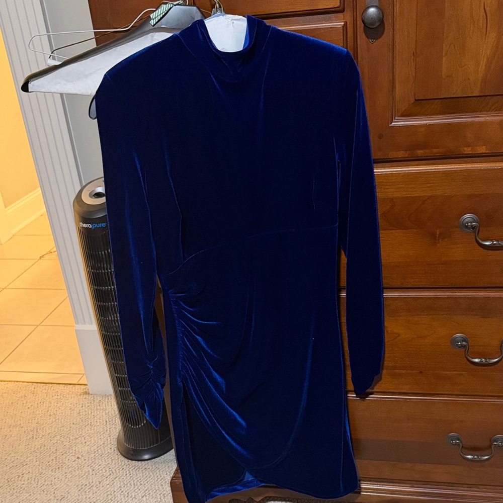 Betsy & Adam Royal Blue Velvet Mini Dress